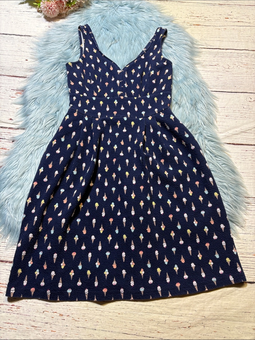 Maison Jules Navy Ice Cream Cone Print Sundress sz XS